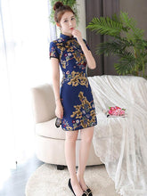 New Stand Collar A-line Short Cheongsams